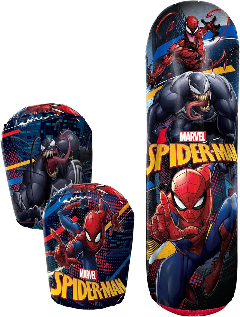 Hedstrom Spiderman Bop Bag Inflatable Punching Bag & Gloves Set, 36 Inch, (56-82274) - Image 1